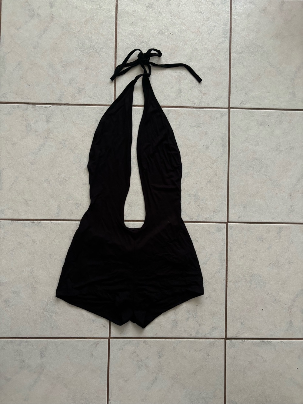 Black Halter Deep Plunge Romper